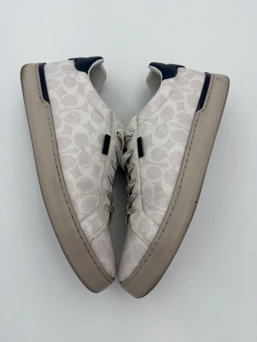 Men's 12D Coach Leather+ Lowline Signature Low Top Sneaker Chalk Cobalt G5025 WI - Picture 7 of 7